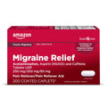 Amazon Basic Care Migraine Relief Acetaminophen, Aspirin (NSAID) and Caffeine Tablets, Pain Reliever/Pain Reliever Aid, 200 Count - Maple Wellness Supplements