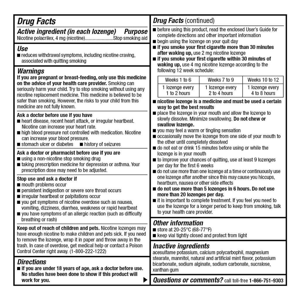 Amazon Basic Care Mini Nicotine Polacrilex Lozenge, 4 mg, Mint Flavor, Stop Smoking Aid, Smoking Cessation, Reduces Nicotine Cravings, 27 Count - TrustMedUSA