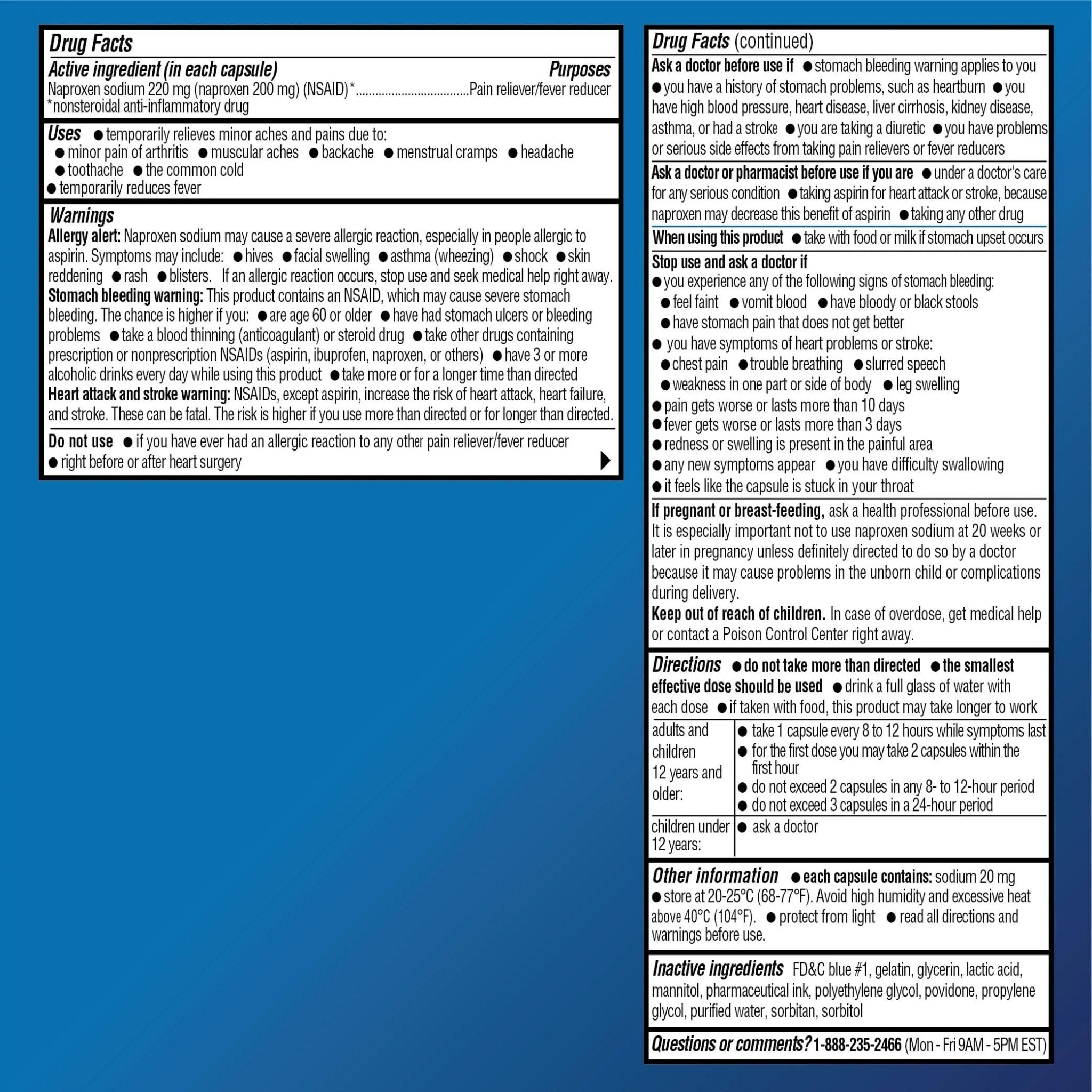 Amazon Basic Care Naproxen Sodium 220 mg Liquid Gels, Pain Reliever/Fever Reducer (NSAID), Headache, Backache, Menstrual Pain, Arthritis Pain, 12-Hour Relief, 180 Count (previously A+ health) - TrustMedUSA