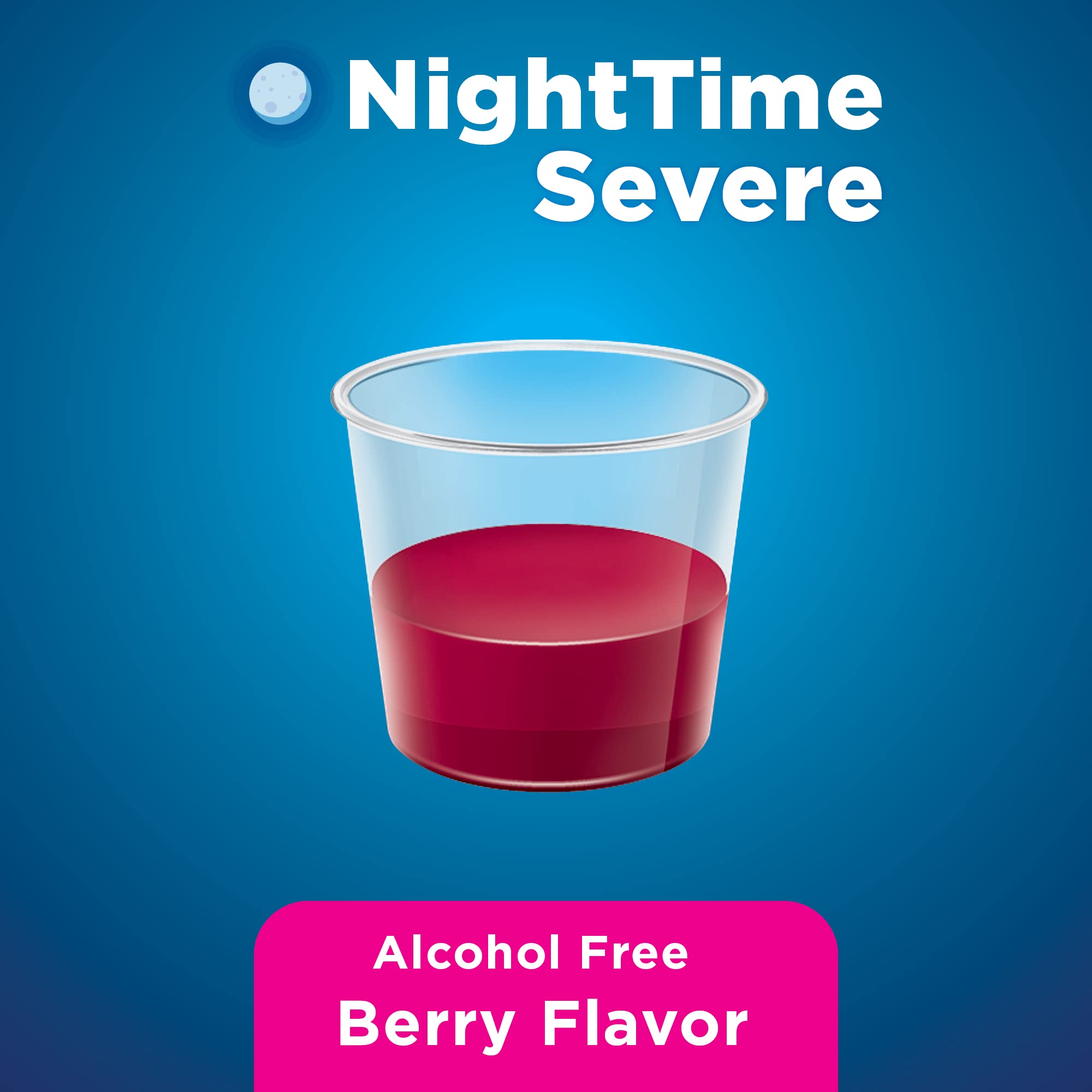 Amazon Basic Care Nighttime Severe Cold and Flu Syrup, Max Strength Liquid Medicine, Multi-Symptom Relief, for Adults and Children 12 Years and Older, Mixed Berry Flavor, 12 fl oz - Maple Wellness Supplements