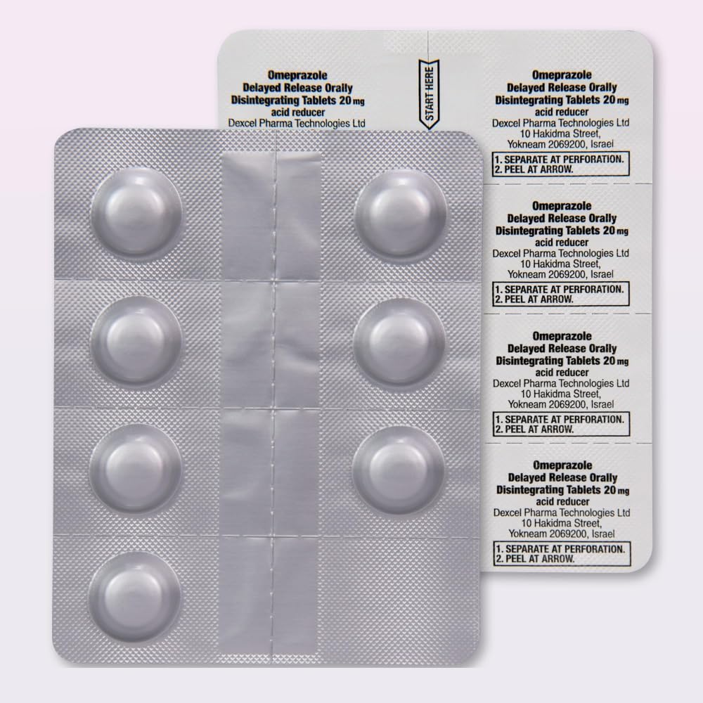 Amazon Basic Care Omeprazole Delayed Release Orally Disintegrating Tablets, 20 mg, Acid Reducer, Strawberry Flavor, 24 Hour Heartburn Medicine, 42 Count - Maple Wellness Supplements