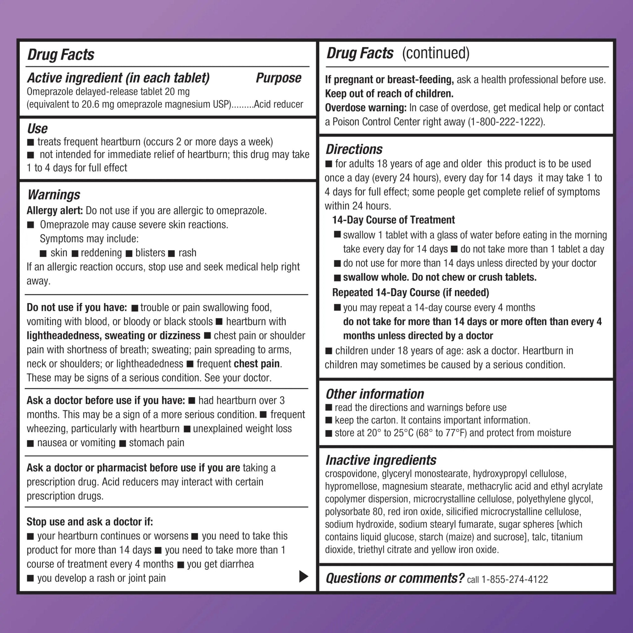 Amazon Basic Care Omeprazole Delayed Release Tablets 20 mg, Acid Reducer, Heartburn Medicine, 14-Day Course of Treatment, 28 Count - TrustMedUSA