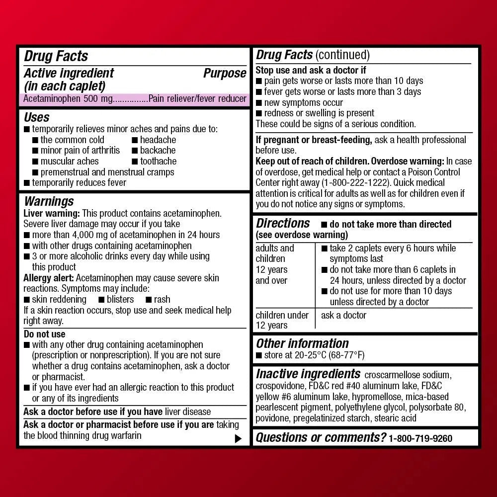 Amazon Basic Care Rapid Release Acetaminophen Caplets 500 mg, Extra Strength Pain Reliever and Fever Reducer for Headache, Backache, Menstrual Pain, Arthritis Pain, 400 Count - TrustMedUSA