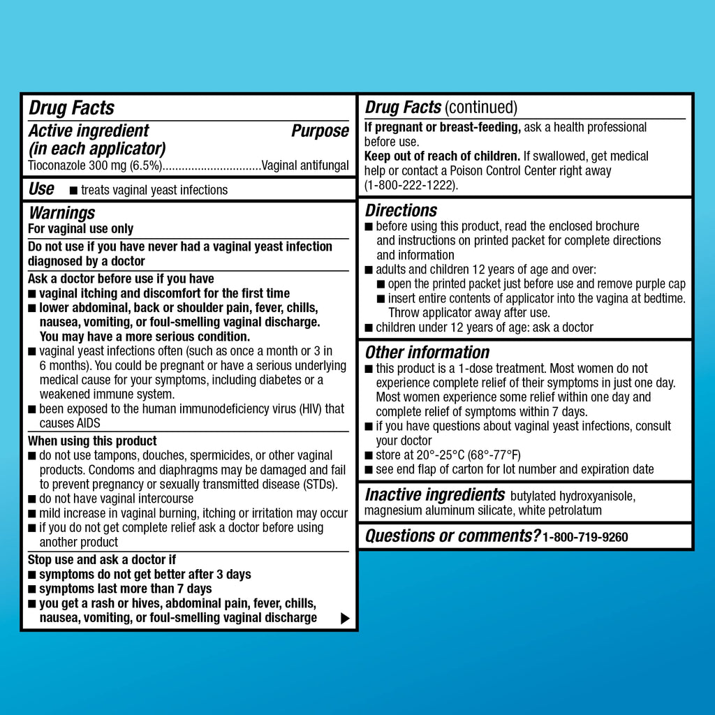 Amazon Basic Care Tioconazole Ointment 6.5 Percent, 1-Dose Yeast Infection Treatment For Women, Fast Acting Relief, Pre-Filled Applicator, Odorless Formula, 0.16 ounce (Pack of 1) - Maple Wellness Supplements
