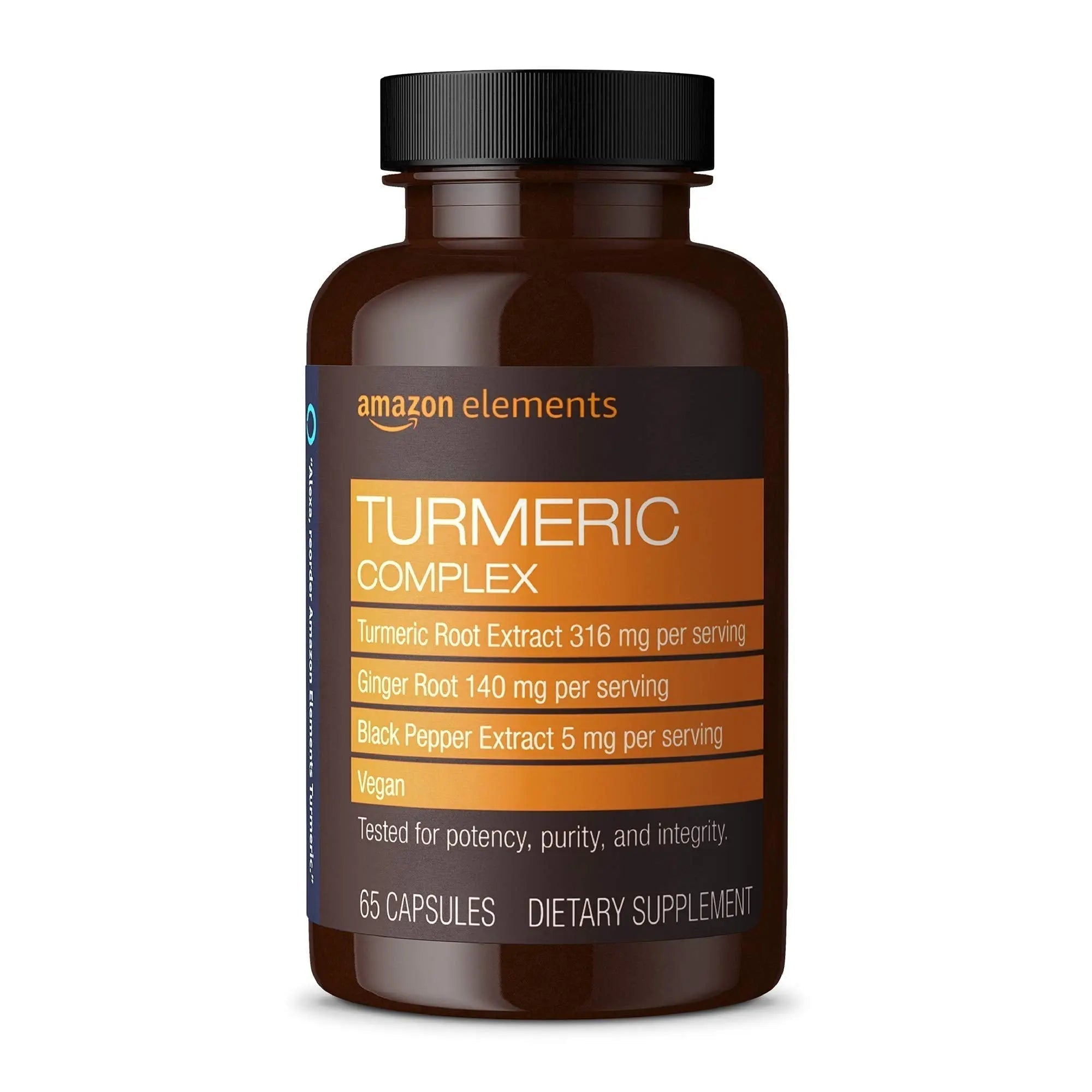 Amazon Elements Turmeric Complex, 316 mg Curcumin, 140 mg Ginger, 5 mg Black - TrustMedUSA