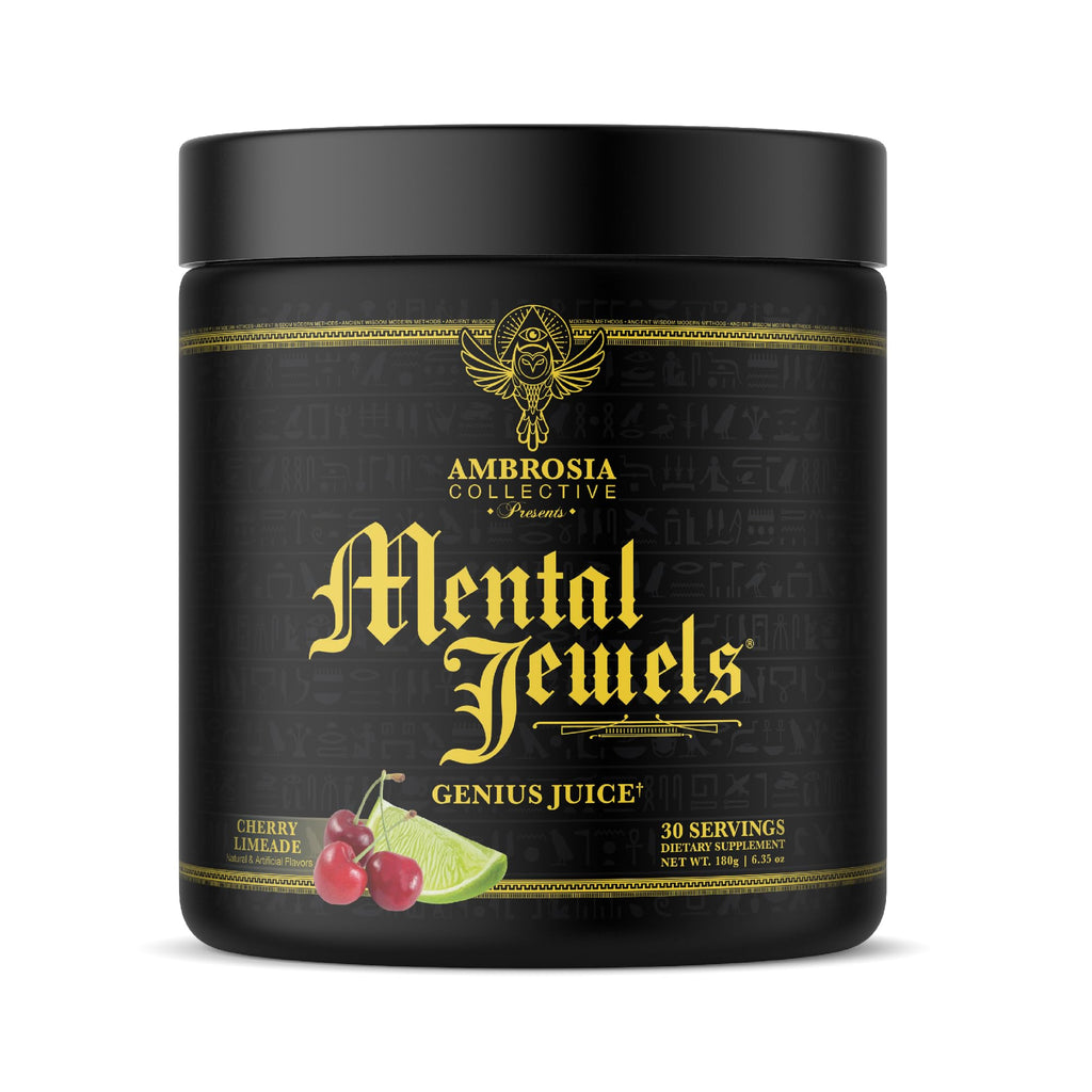Ambrosia Mental Jewels Nootropic Brain Supplement Powder | Alpha GPC, Bacopa & Phosphatidylserine | Memory, Focus & Concentration Support | 30 Servings | Cherry Limeade - TrustMedUSA
