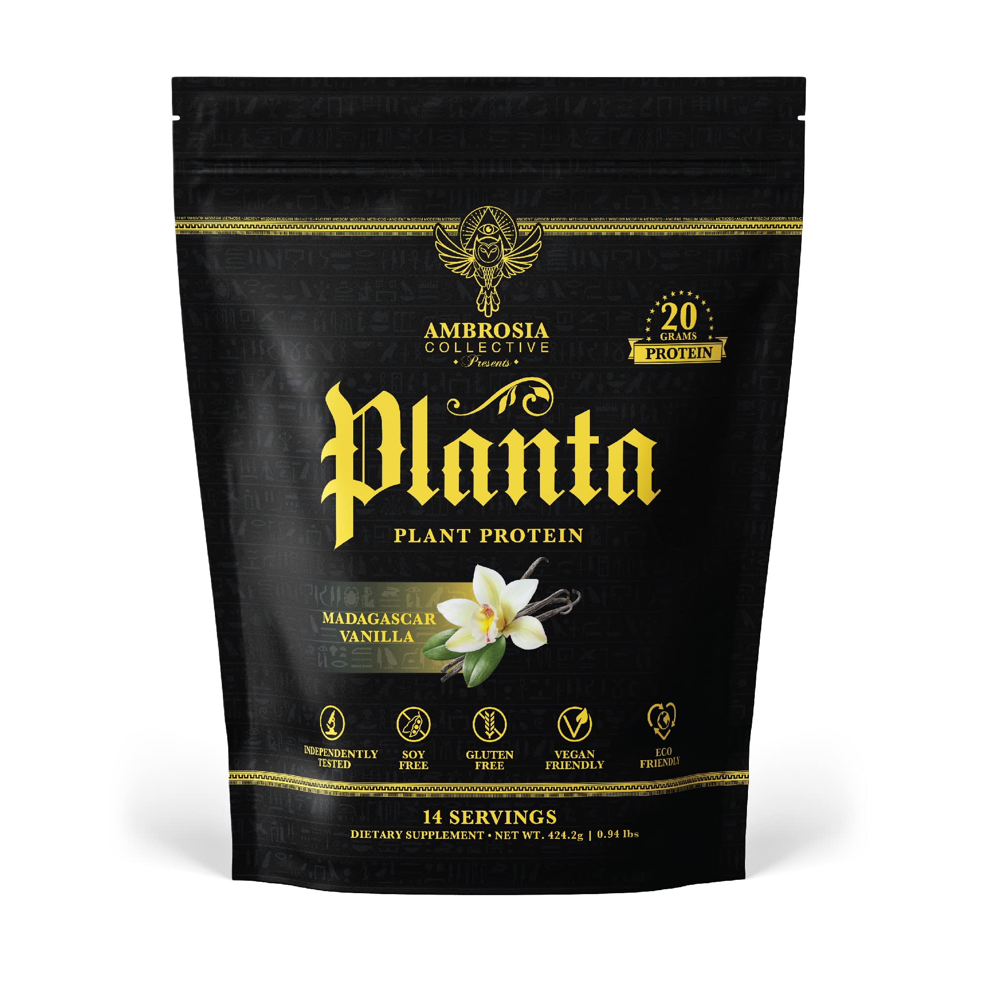 Ambrosia Plant Based Protein Powder 20g | Clean Vegan Pea Protein Powder | Gluten & Dairy Free, Keto Friendly, No Added Sugar | 14 Servings | Vanilla - Maple Wellness Supplements