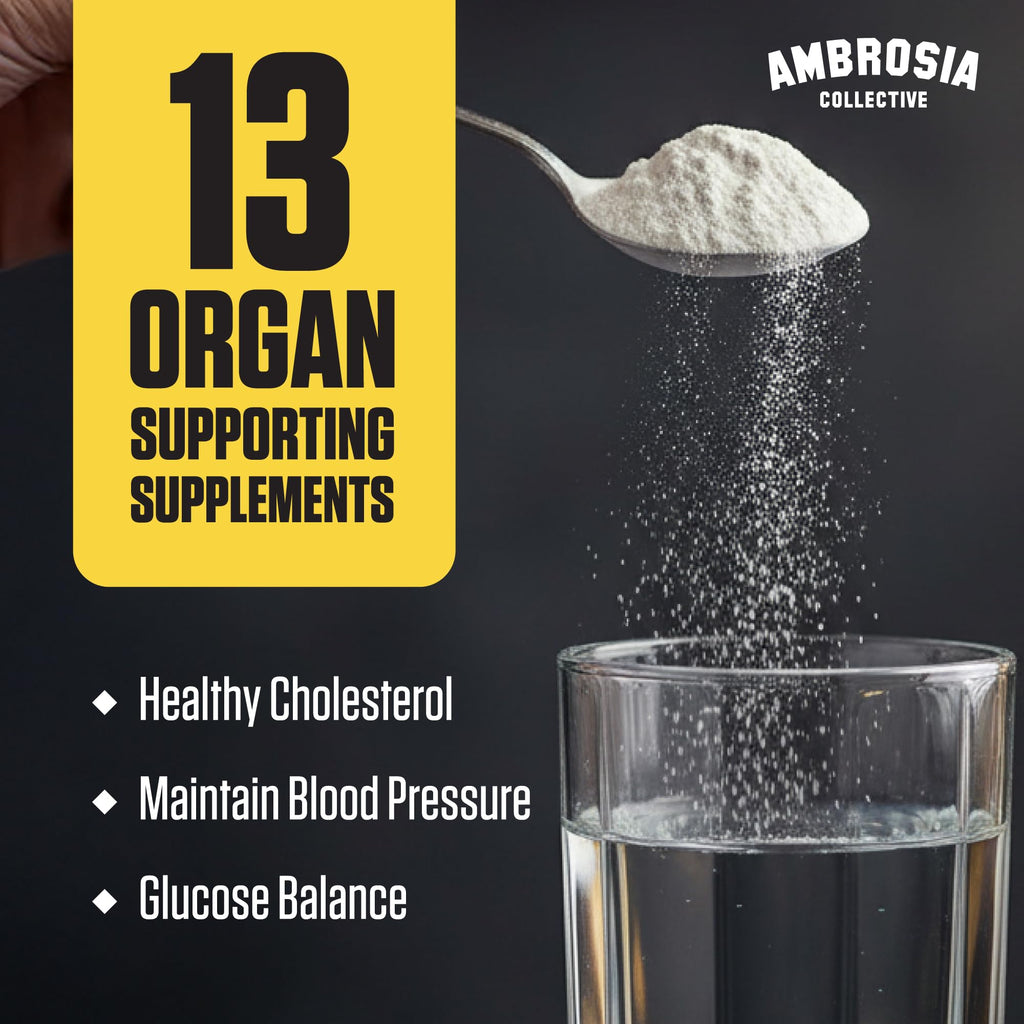 Ambrosia Superfood Organ & Cycle Support Powder | Liver & Kidney Support with Milk Thistle, Red Yeast Rice & CoQ10 | 13 Superfood Ingredients | 30 Servings | Honey Lemon - TrustMedUSA