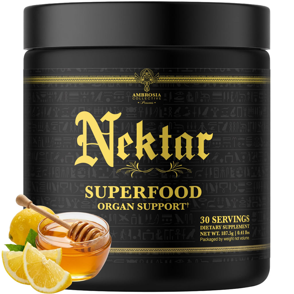 Ambrosia Superfood Organ & Cycle Support Powder | Liver & Kidney Support with Milk Thistle, Red Yeast Rice & CoQ10 | 13 Superfood Ingredients | 30 Servings | Honey Lemon - TrustMedUSA