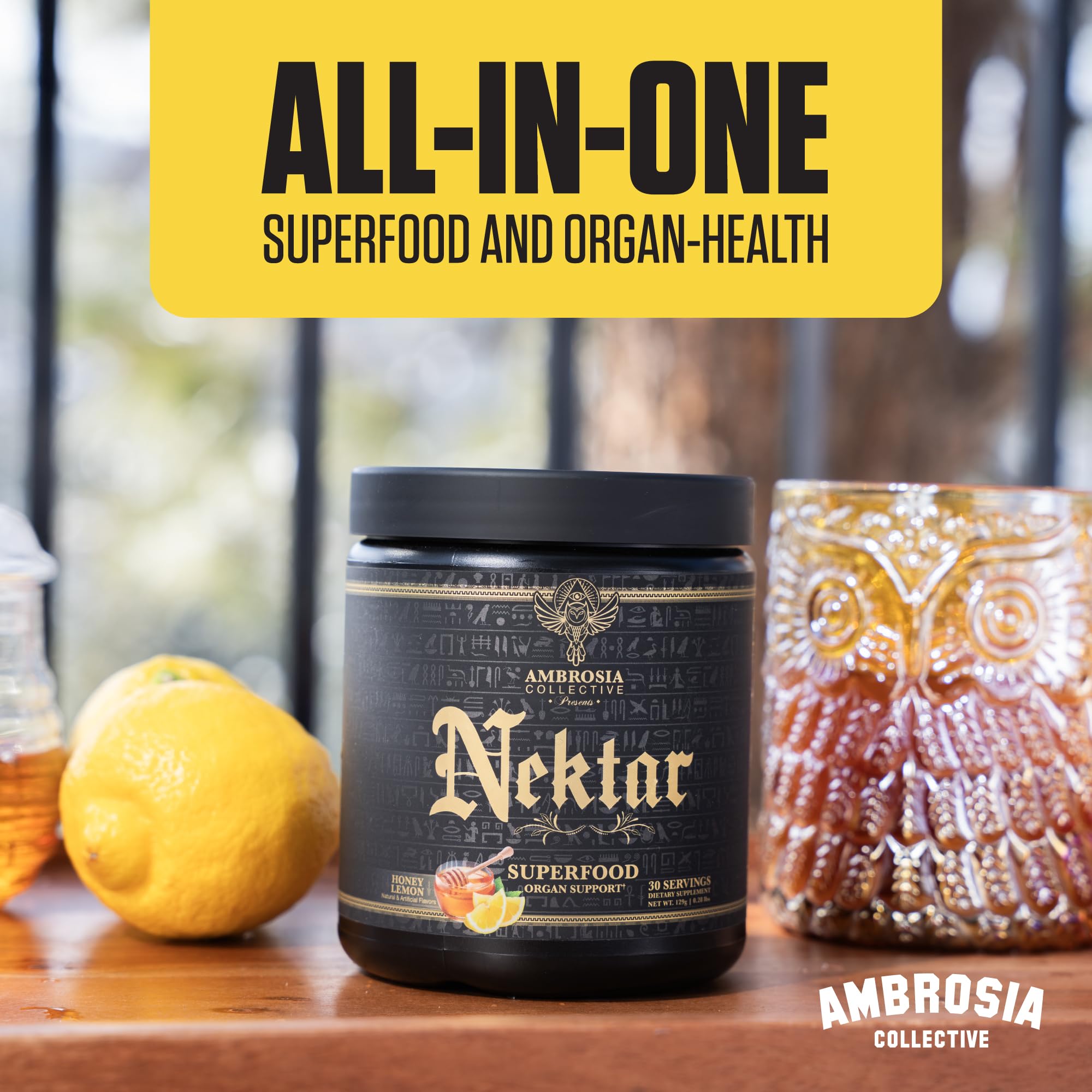 Ambrosia Superfood Organ & Cycle Support Powder | Liver & Kidney Support with Milk Thistle, Red Yeast Rice & CoQ10 | 13 Superfood Ingredients | 30 Servings | Honey Lemon - TrustMedUSA