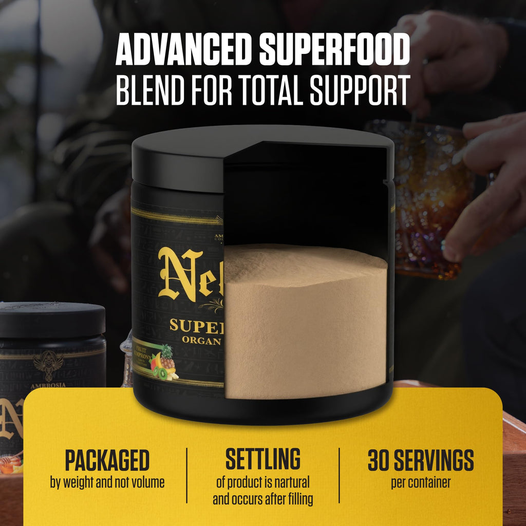 Ambrosia Superfood Organ & Cycle Support Powder | Liver & Kidney Support with Milk Thistle, Red Yeast Rice & CoQ10 | 13 Superfood Ingredients | 30 Servings | Honey Lemon - TrustMedUSA