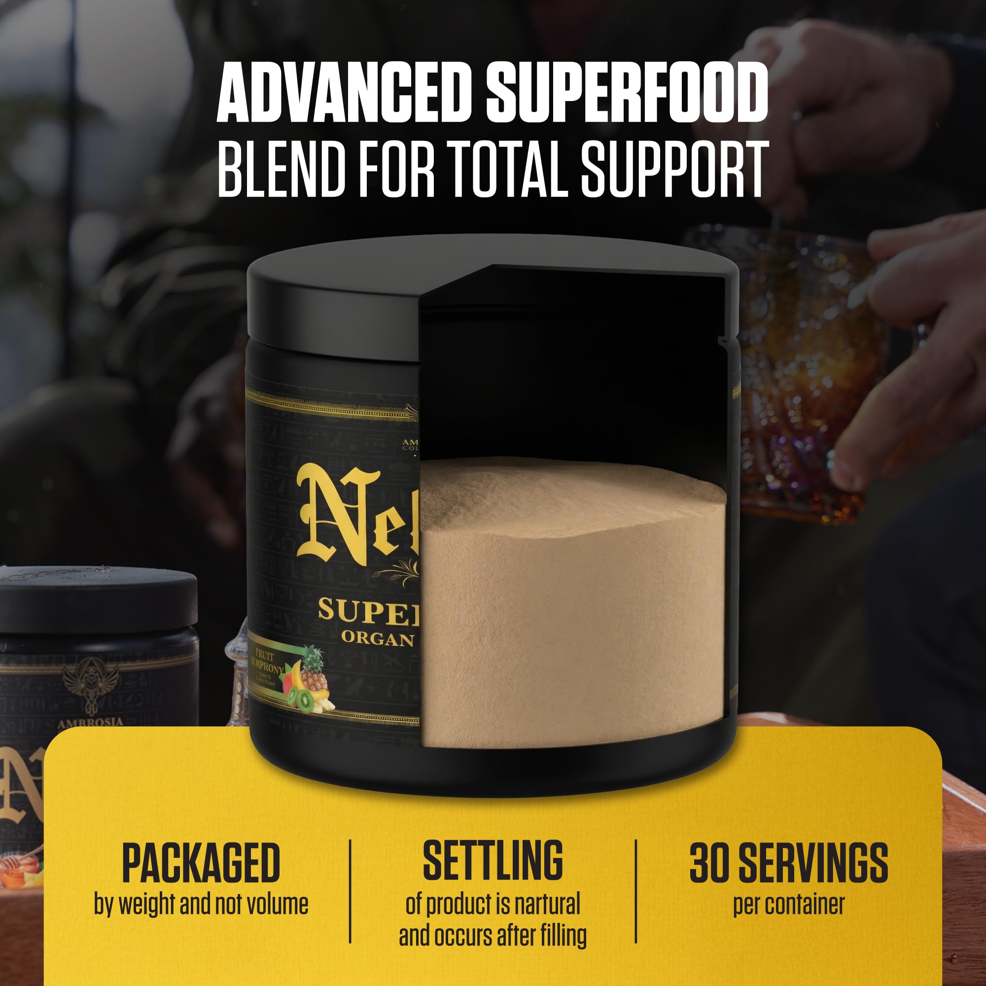 Ambrosia Superfood Organ & Cycle Support Powder | Liver & Kidney Support with Milk Thistle, Red Yeast Rice & CoQ10 | 13 Superfood Ingredients | 30 Servings | Honey Lemon - TrustMedUSA
