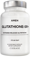 Amen Glutathione-SR+ Advanced Sustained-Release Supplement - 2-Month Supply - Reduced L-Glutathione - Galactomannans Fenugreek Seed - Time-Reduced Matrix - Non-GMO - 60 Capsules - TrustMedUSA