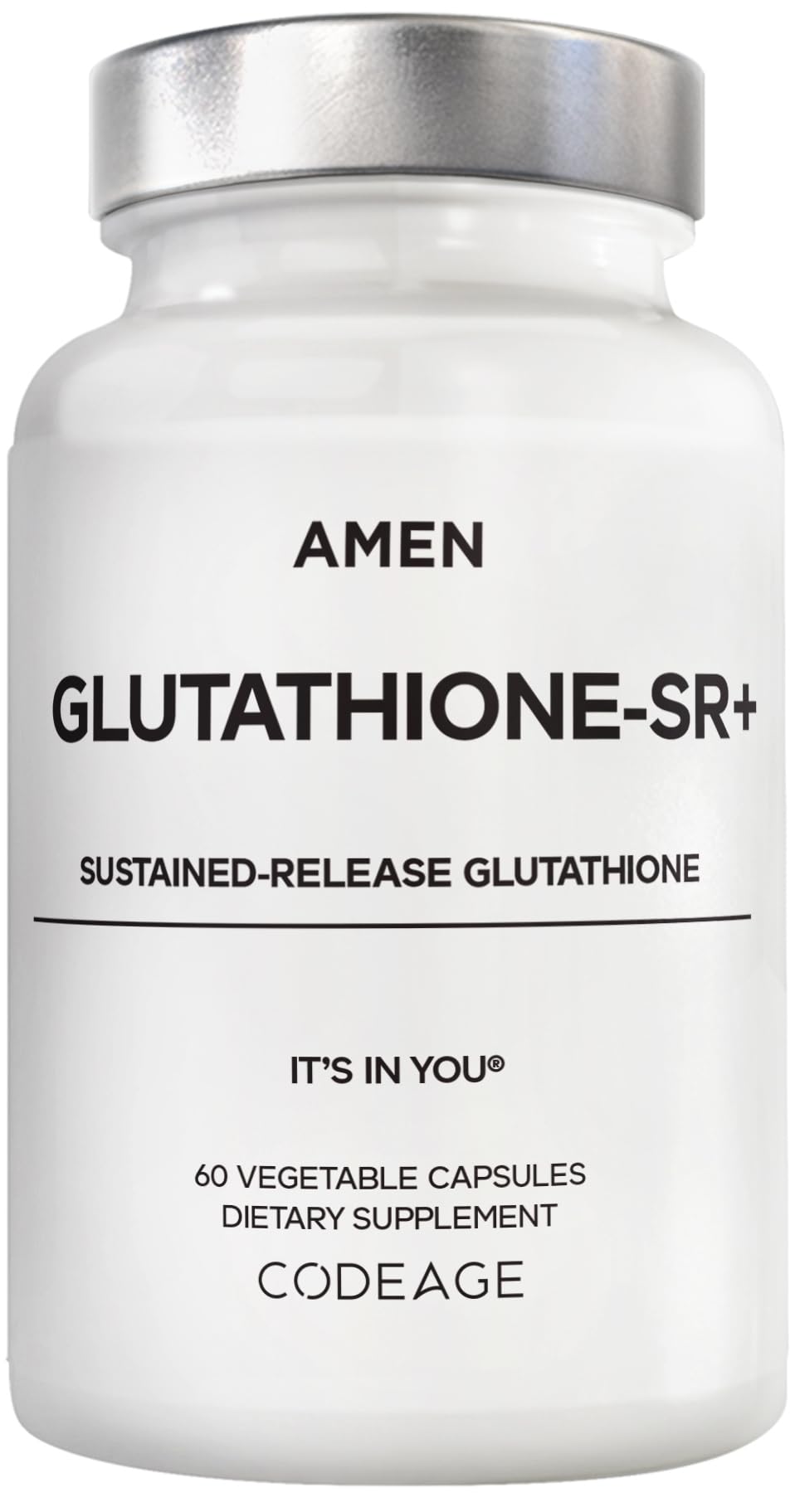 Amen Glutathione-SR+ Advanced Sustained-Release Supplement - 2-Month Supply - Reduced L-Glutathione - Galactomannans Fenugreek Seed - Time-Reduced Matrix - Non-GMO - 60 Capsules - TrustMedUSA