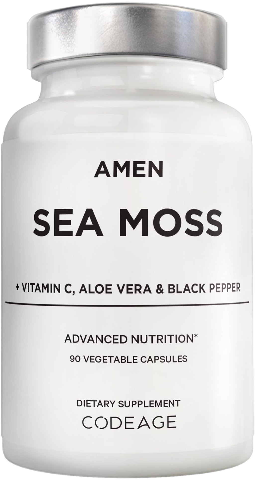 Amen Sea Moss Supplement - 1000mg Organic Irish Sea Moss, Bladderwrack, Burdock - Vitamin C, Aloe Vera, Black Pepper - Seaweed Superfood, Vitamins, Minerals, and Antioxidants - Non-GMO - 90 Capsules - TrustMedUSA