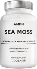 Amen Sea Moss Supplement - 1000mg Organic Irish Sea Moss, Bladderwrack, Burdock - Vitamin C, Aloe Vera, Black Pepper - Seaweed Superfood, Vitamins, Minerals, and Antioxidants - Non-GMO - 90 Capsules - TrustMedUSA