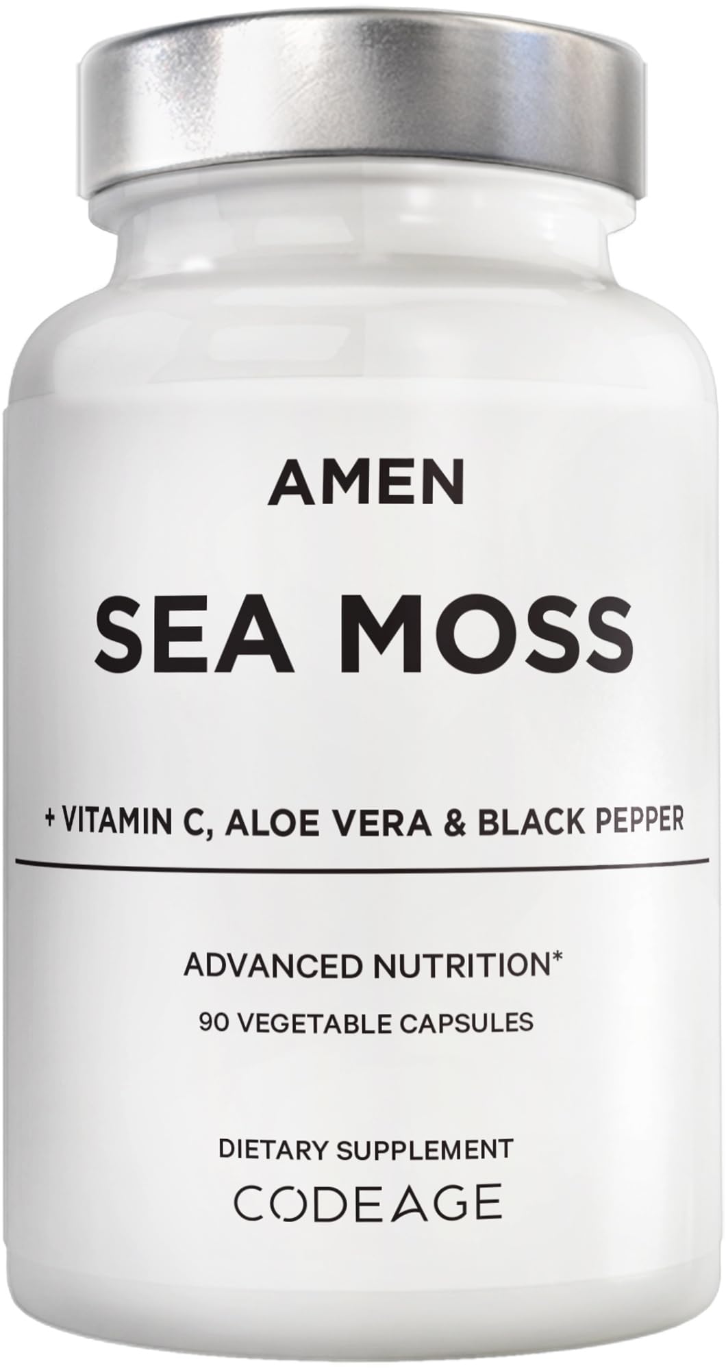 Amen Sea Moss Supplement - 1000mg Organic Irish Sea Moss, Bladderwrack, Burdock - Vitamin C, Aloe Vera, Black Pepper - Seaweed Superfood, Vitamins, Minerals, and Antioxidants - Non-GMO - 90 Capsules - TrustMedUSA