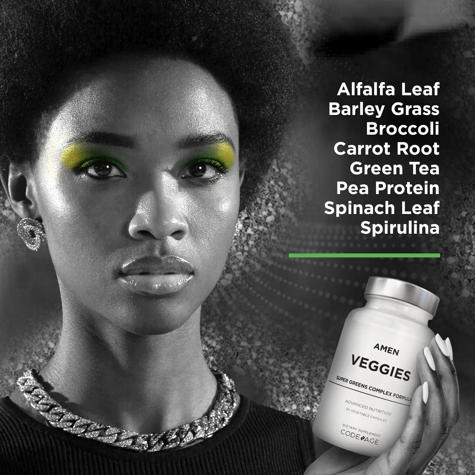 Amen Veggies, Daily Veggies Vitamins Supplement, Vegetables Vegan Blend & Whole-Food Raw Greens Multivitamin Capsules, Mushroom Complex, Superfood, Minerals, Green Vegetable Nutrients, Non-GMO, 90 ct - TrustMedUSA