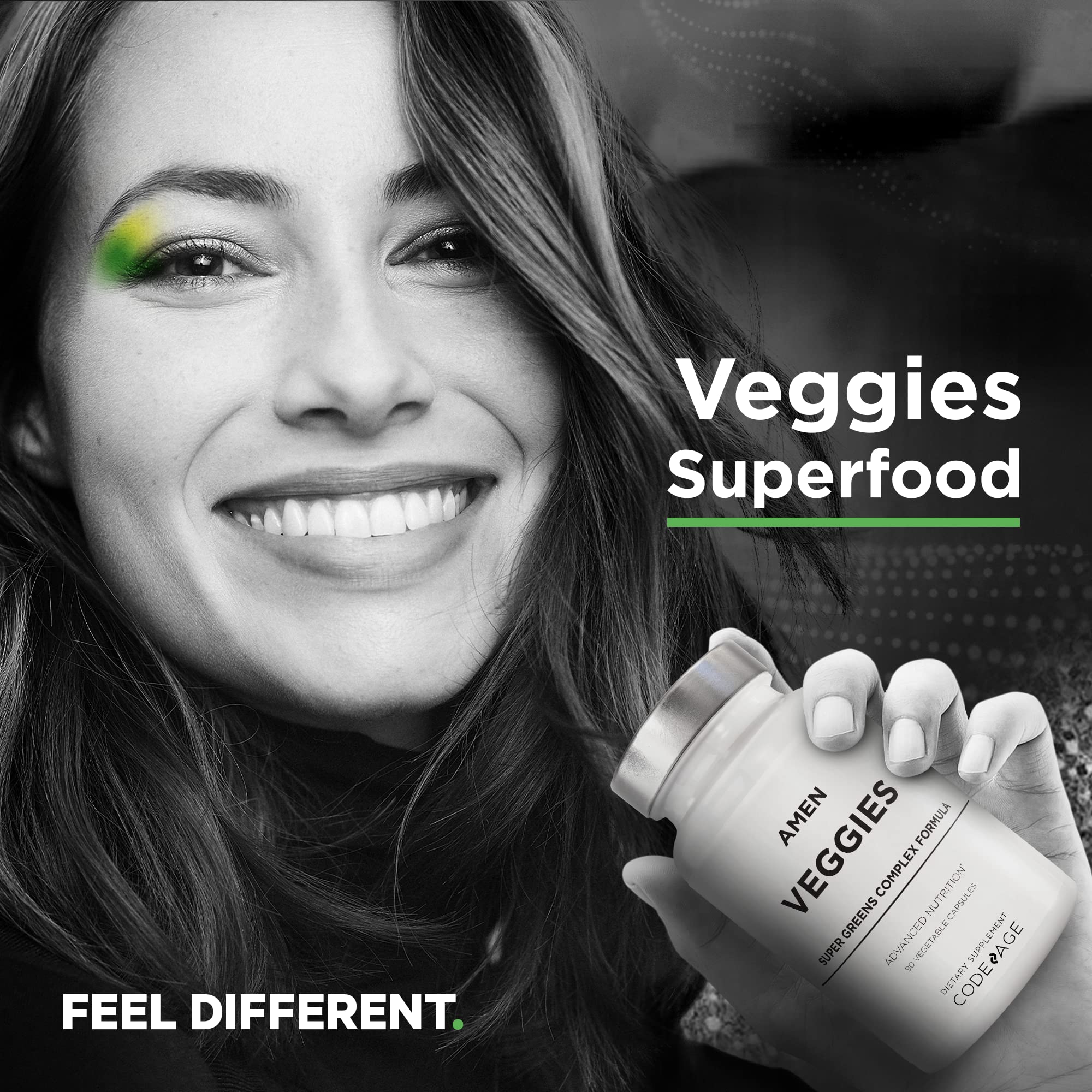 Amen Veggies, Daily Veggies Vitamins Supplement, Vegetables Vegan Blend & Whole-Food Raw Greens Multivitamin Capsules, Mushroom Complex, Superfood, Minerals, Green Vegetable Nutrients, Non-GMO, 90 ct - TrustMedUSA