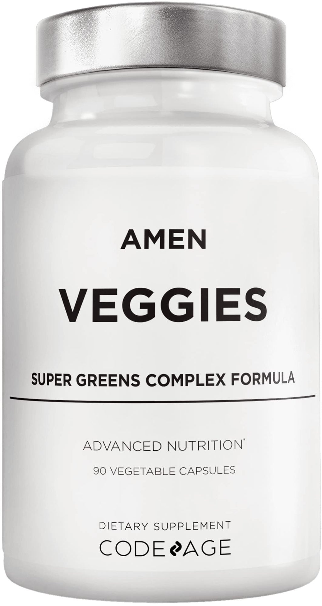 Amen Veggies, Daily Veggies Vitamins Supplement, Vegetables Vegan Blend & Whole-Food Raw Greens Multivitamin Capsules, Mushroom Complex, Superfood, Minerals, Green Vegetable Nutrients, Non-GMO, 90 ct - TrustMedUSA