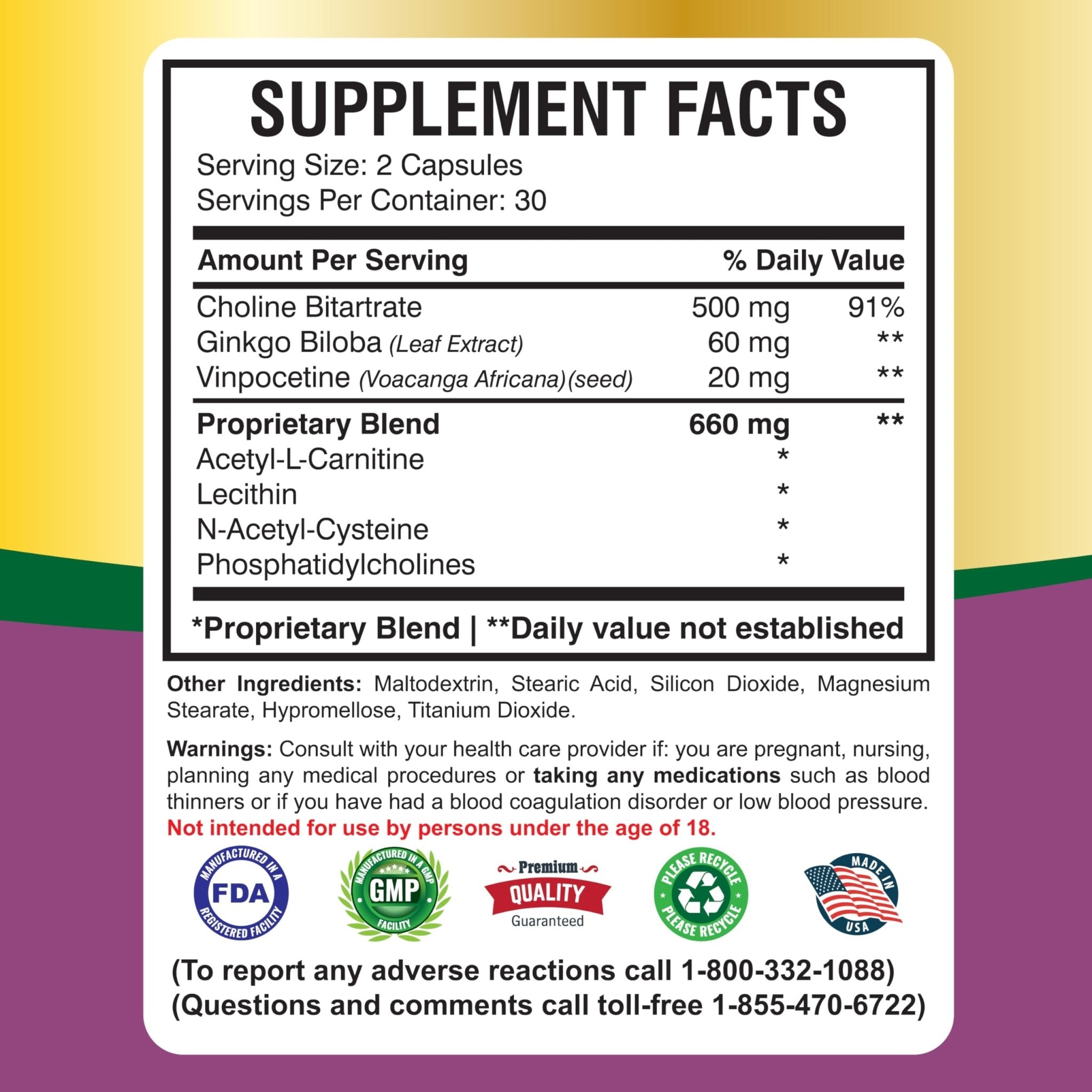 America Medic & Science Cavintona Advanced Supplement – Vinpocetine 20mg for Memory, Recall & Brain Health – Supports Cognitive Function, Focus, Mental Clarity & Blood Flow – 60 Capsules - TrustMedUSA