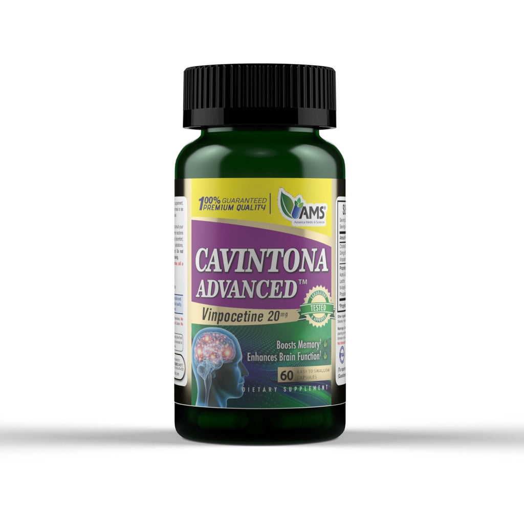 America Medic & Science Cavintona Advanced Supplement – Vinpocetine 20mg for Memory, Recall & Brain Health – Supports Cognitive Function, Focus, Mental Clarity & Blood Flow – 60 Capsules - TrustMedUSA