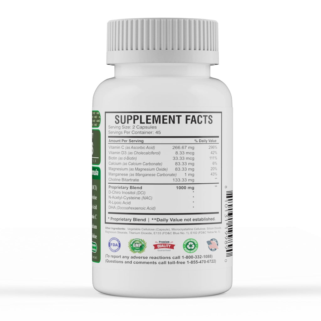 America Medic & Science WFS Plus Fertility Supplements for Women (90 Capsules) Supports Ovulatory Health | Natural Preconception Vitamins, Reproductive Aid, with D-Chiro Inositol, DHA |15-Day Supply. - TrustMedUSA
