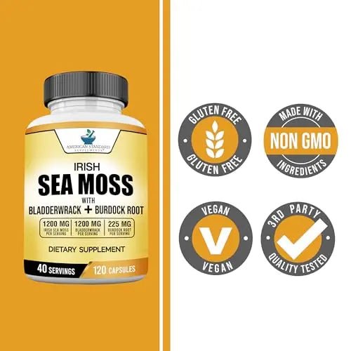 American Standard Supplements Irish Sea Moss 1200mg, Bladderwrack 1200mg - TrustMedUSA
