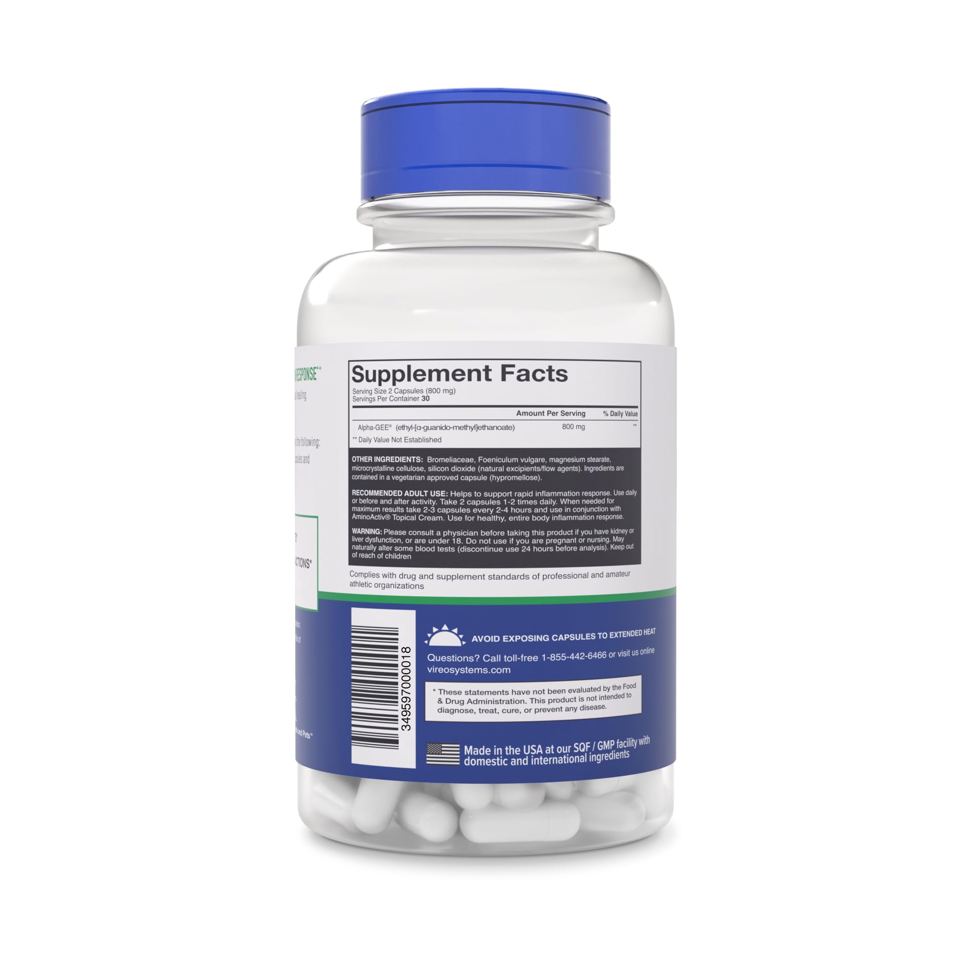 Amino Activ - Fast Holistic Support for Pain & Inflammation Caused by Activity/Exercise (180 Capsules) - TrustMedUSA