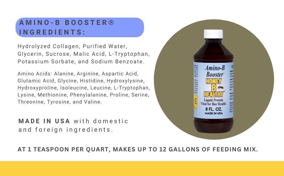 Amino-B Booster 8 oz. Bottle, Liquid Protein Vital for Bee Health - TrustMedUSA