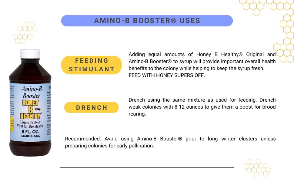 Amino-B Booster 8 oz. Bottle, Liquid Protein Vital for Bee Health - TrustMedUSA
