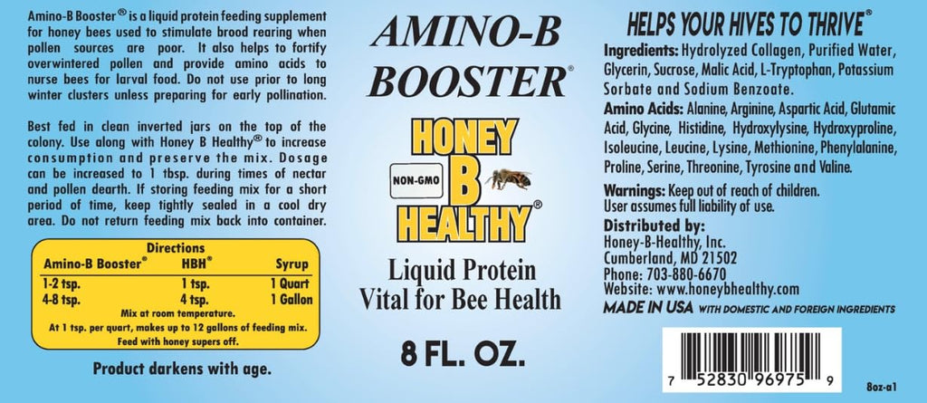 Amino-B Booster 8 oz. Bottle, Liquid Protein Vital for Bee Health - TrustMedUSA