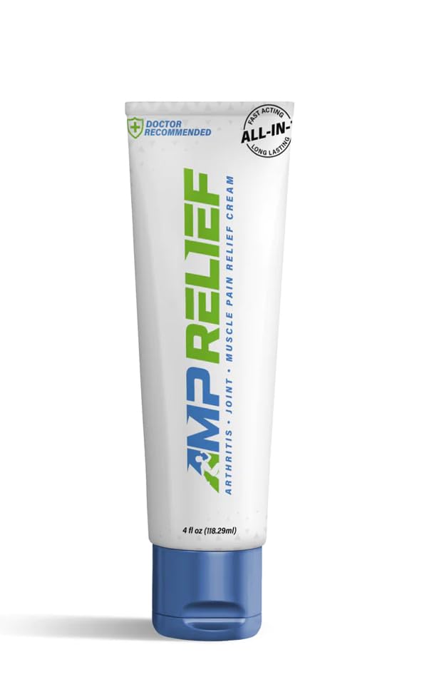 AMP RELIEF Cream - 4oz - All Natural Topical Pain Cream with Arnica, Boswellia, Eucalyptus and Menthol - TrustMedUSA