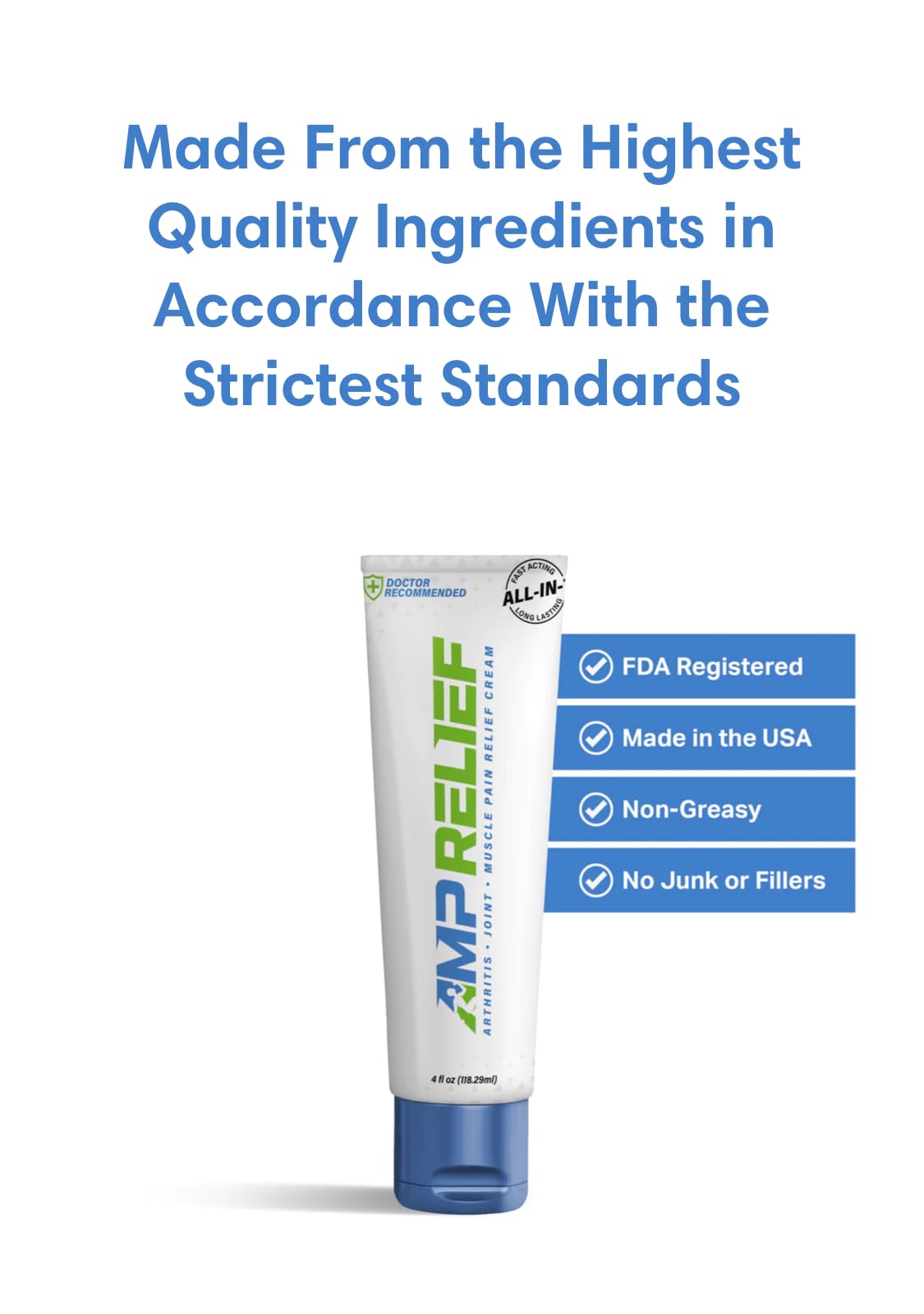 AMP RELIEF Cream - 4oz - All Natural Topical Pain Cream with Arnica, Boswellia, Eucalyptus and Menthol - TrustMedUSA