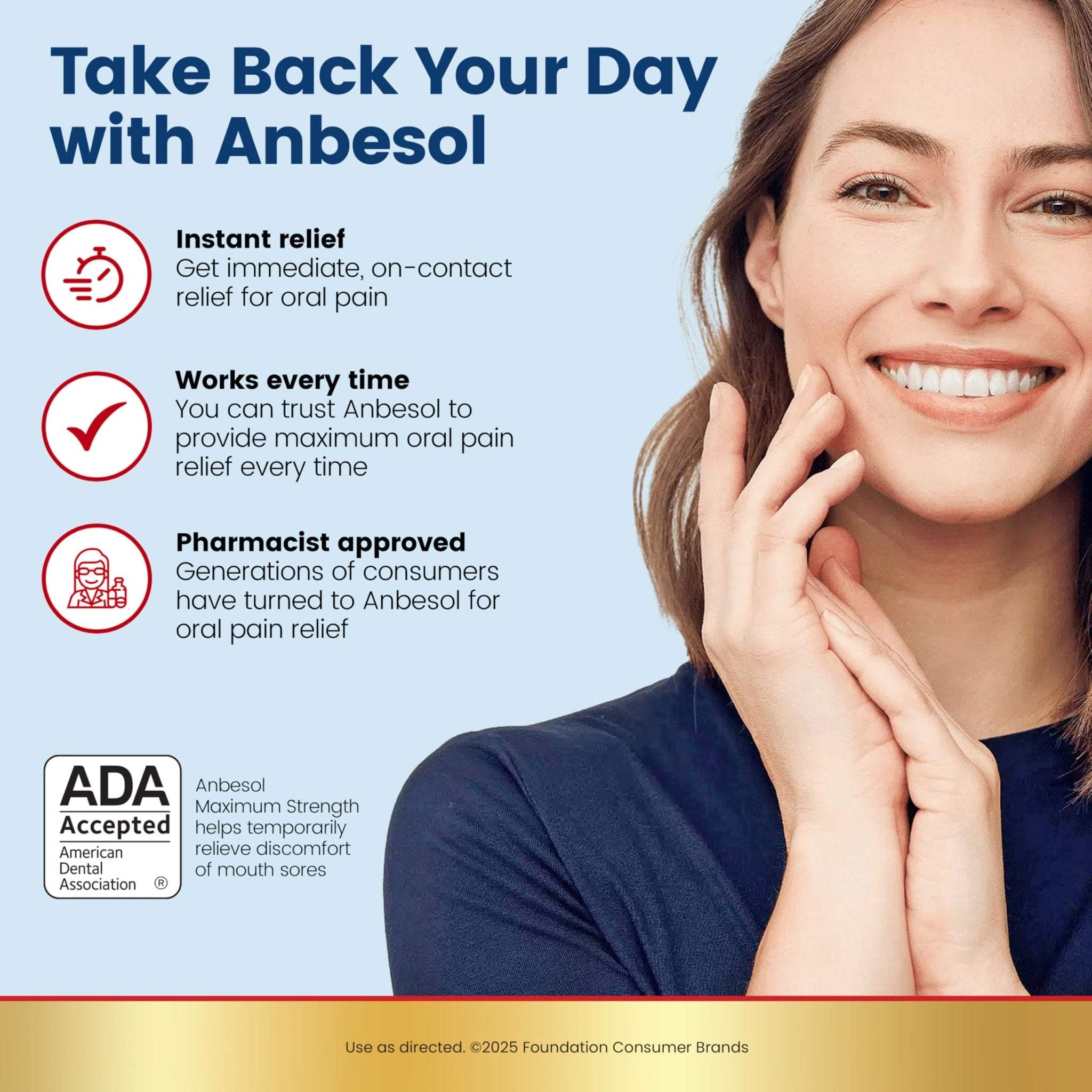 Anbesol Maximum Strength Gel - Instant Oral Pain Relief, for Toothaches, Gums, Braces, & Denture Pain, and Mouth Sores*, Canker Sore Treatment Inside Mouth, ADA Accepted, 0.33 oz - Maple Wellness Supplements