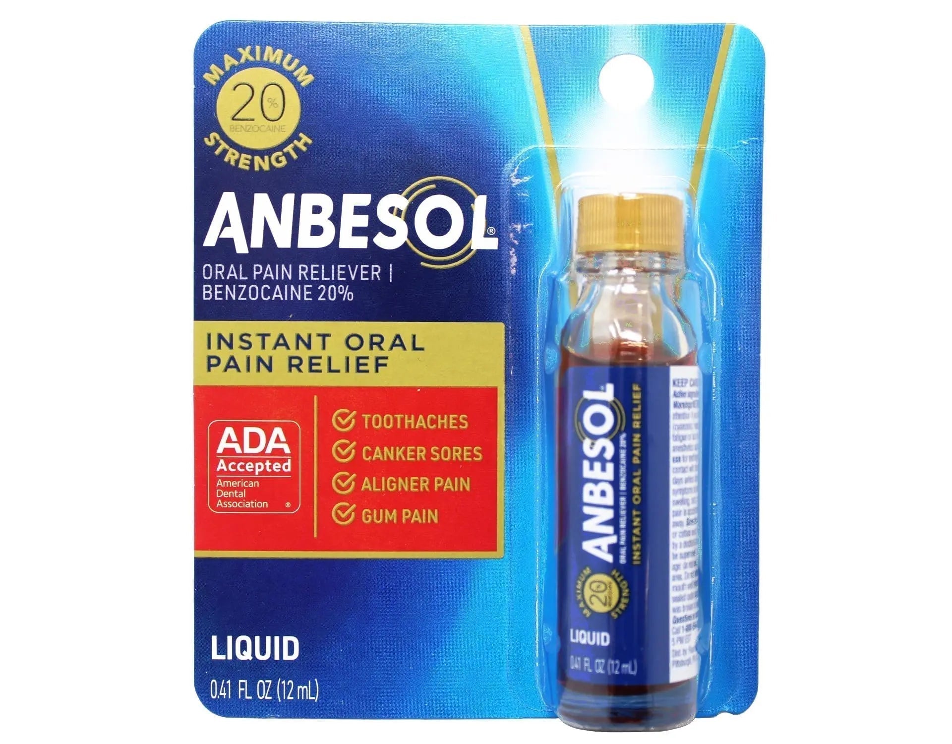 Anbesol Maximum Strength Liquid, 0.41 Fluid Ounce (Pack of 3) - TrustMedUSA