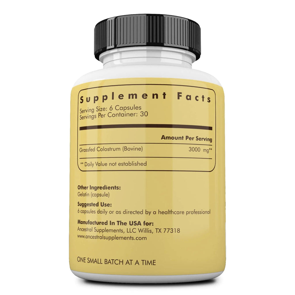 Ancestral Supplements Grass Fed Beef Colostrum Supplement, 3000 mg, 180 Capsules - TrustMedUSA