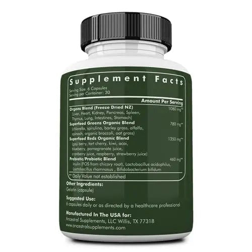 Ancestral Supplements Greens Powder Capsules, Organic Superfood - TrustMedUSA