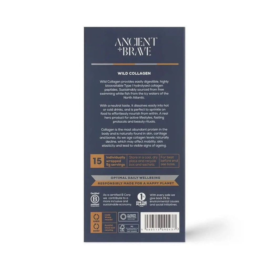 Ancient + Brave Wild Collagen Sachets 15 x 5g - Wild Caught Marine Collagen Powder - TrustMedUSA