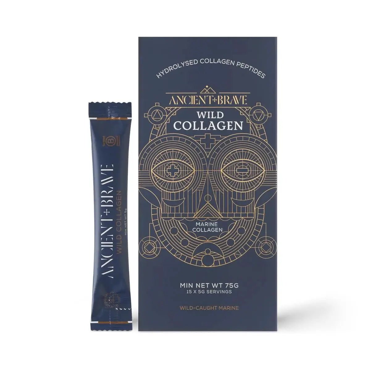 Ancient + Brave Wild Collagen Sachets 15 x 5g - Wild Caught Marine Collagen Powder - TrustMedUSA