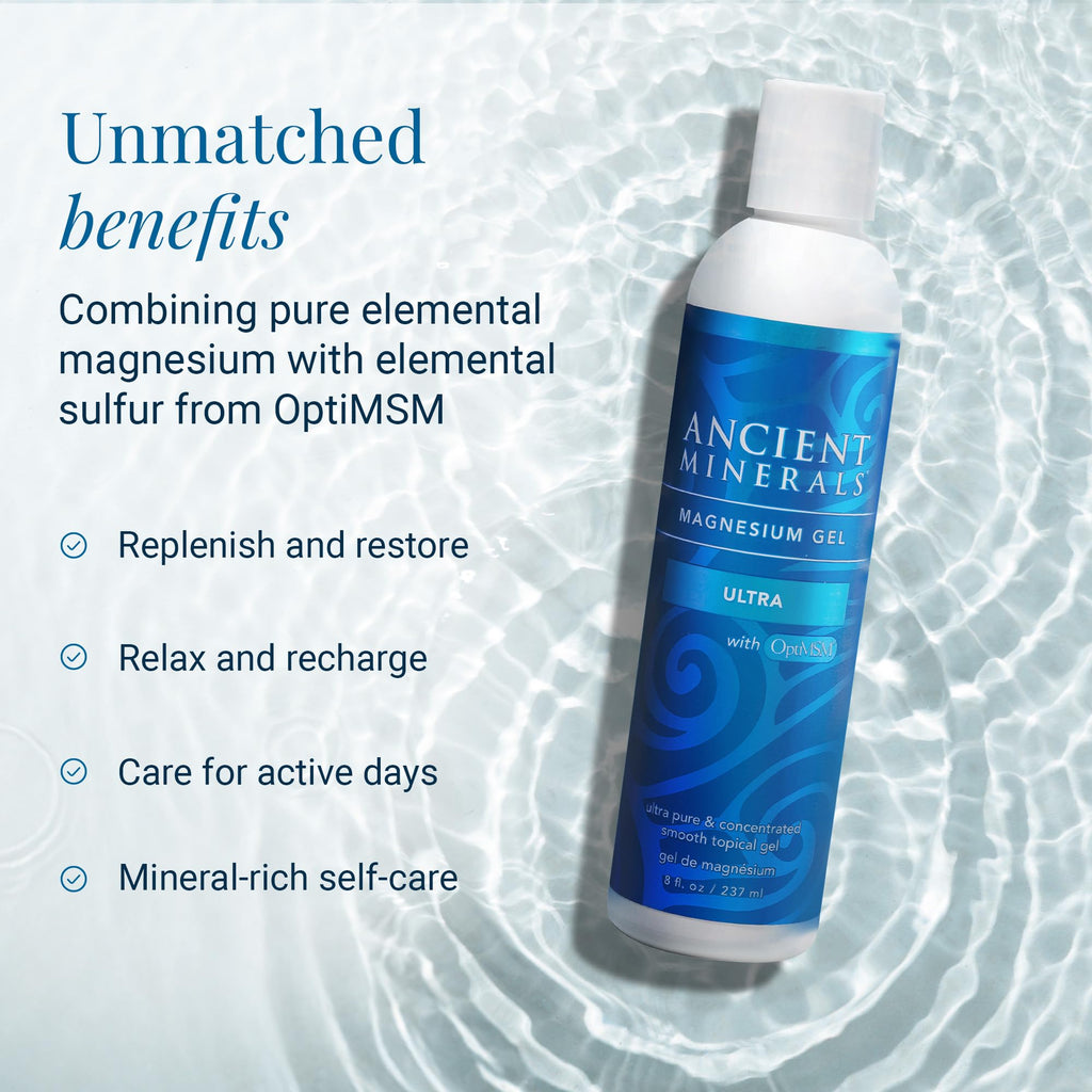 Ancient Minerals Magnesium Gel Ultra with OptiMSM and Aloe Vera - Topical Magnesium Gel Formula with MSM Best Used for Massage and Topical Application (8oz) - TrustMedUSA