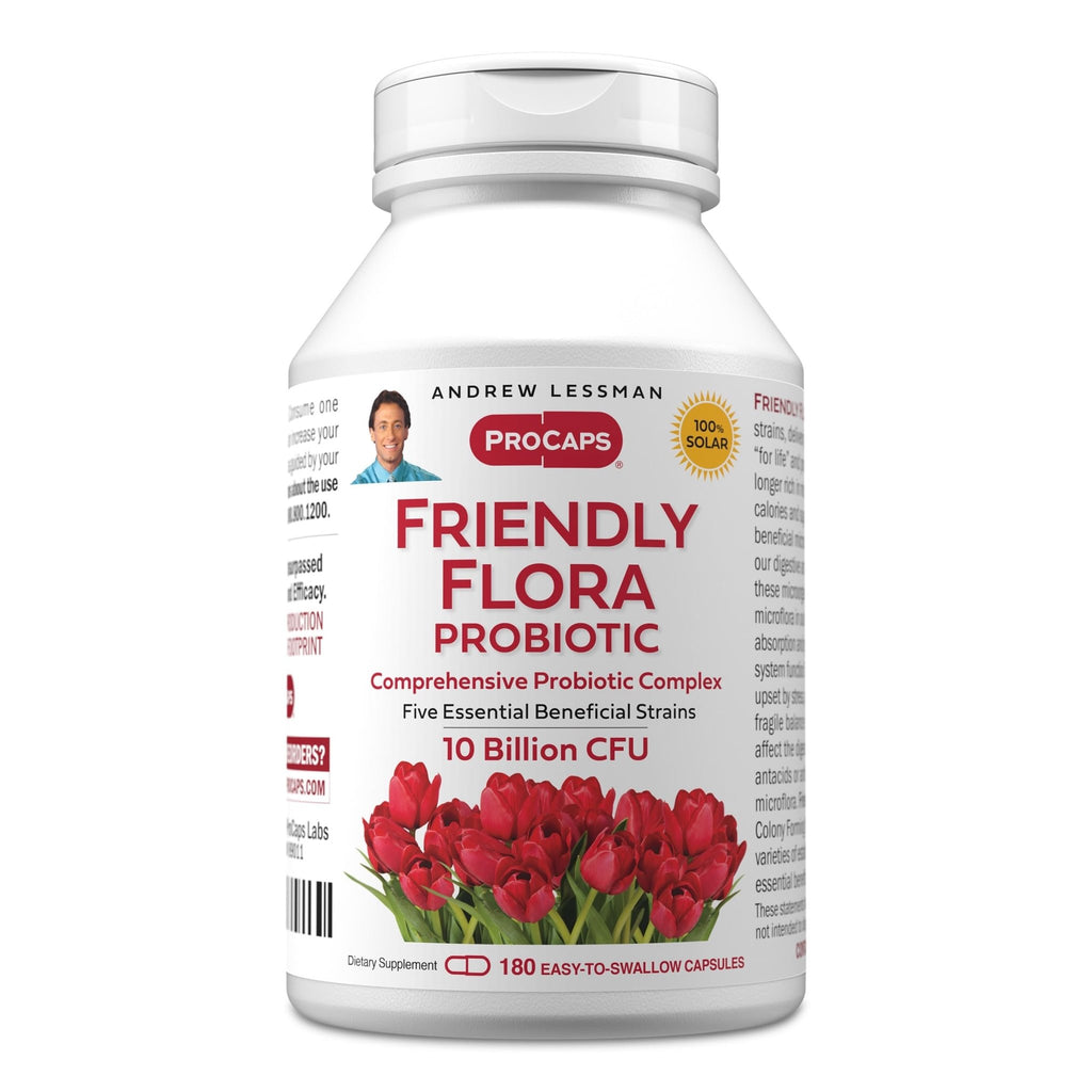 ANDREW LESSMAN Friendly Flora Probiotic 180 Capsules - 10 Billion CFU, Comprehensive Blend of Five Probiotic Strains, Powerful Immune and Digestive Support. Probiotics for Women or Men - TrustMedUSA