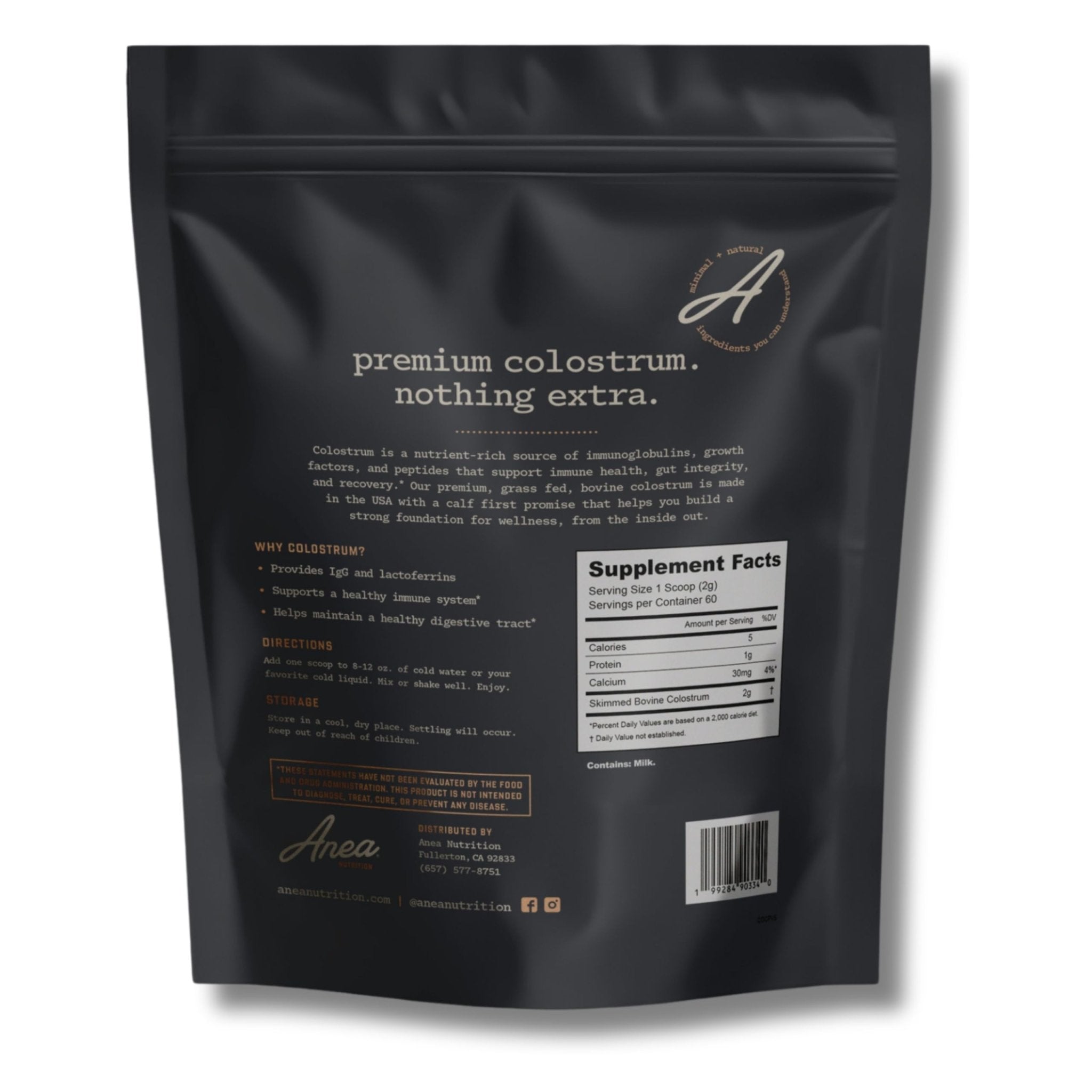 Anea Colostrum - Unflavored | Rich in Immunoglobulins & Lactoferrin | Supports Gut Health, Immunity & Recovery | Calf-First Promise | Made in USA | Made in GMP Facility - TrustMedUSA