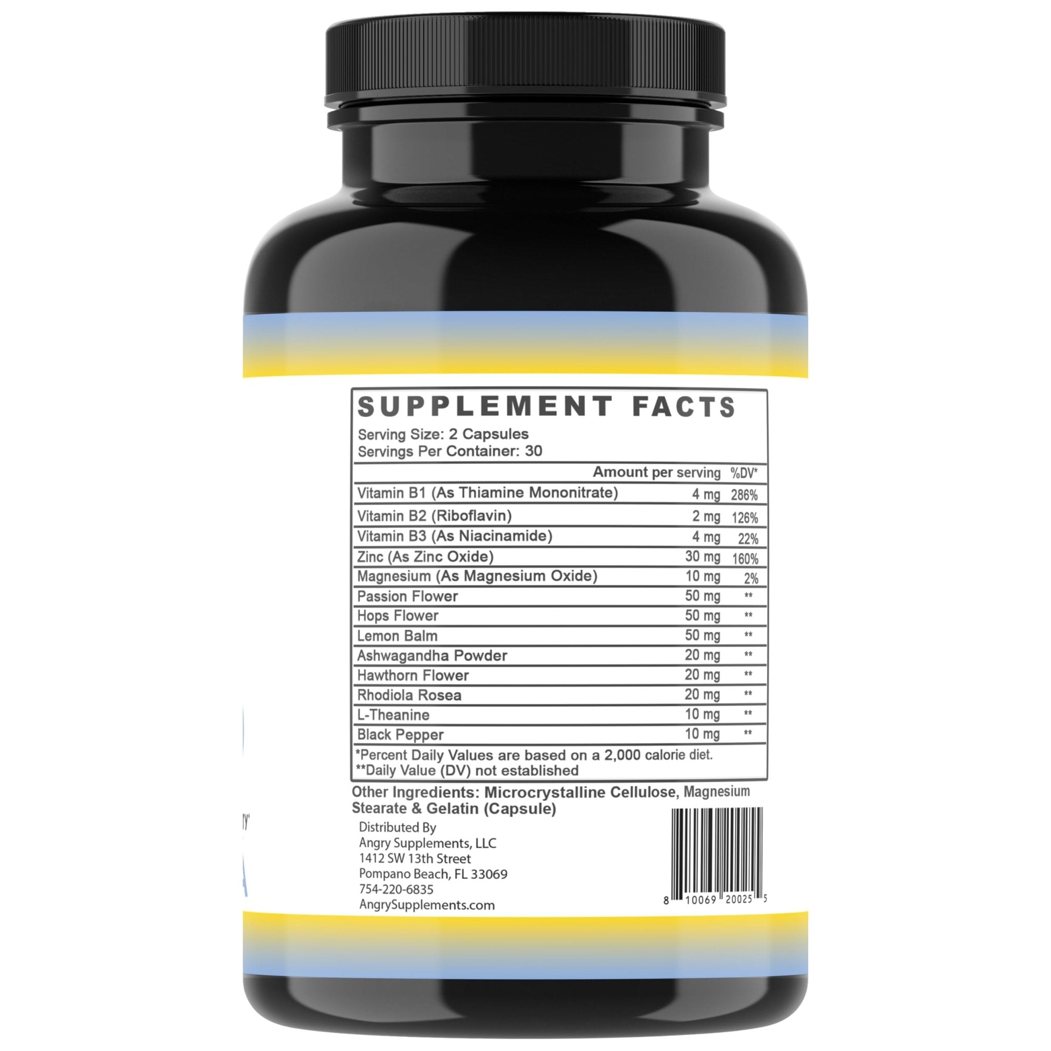 Angry Supplements Stress Less Day-Time Mood Support Pills – Natural Stress Relief with Ashwagandha, Rhodiola, L-Theanine, Magnesium & B Vitamins– Calm Focus & Mental Clarity – 60 Capsules (1-Bottle) - TrustMedUSA