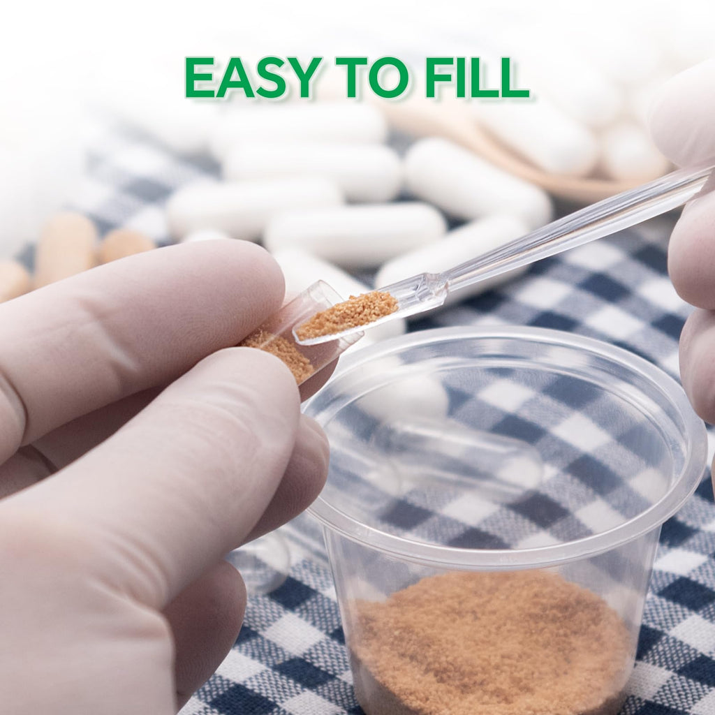 Angtai JN Capsules Size 000 Vegan Empty Plant Based Clear (100 Count) Gluten Free, Non-GMO, Halal Certified Pill Caps Filling Kit with 2 Spoons for Vegetarian DIY Your Own Supplements - TrustMedUSA