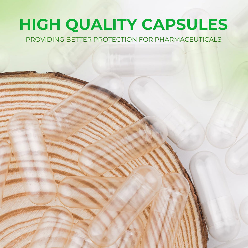 Angtai JN Size 0 Capsules Empty Vegan Plant Based Clear (100 Count) Gluten Free, Non-GMO, Halal Certified Pill Caps Filling Kit with 2 Spoons for Vegetarian DIY Your Own Supplements - TrustMedUSA