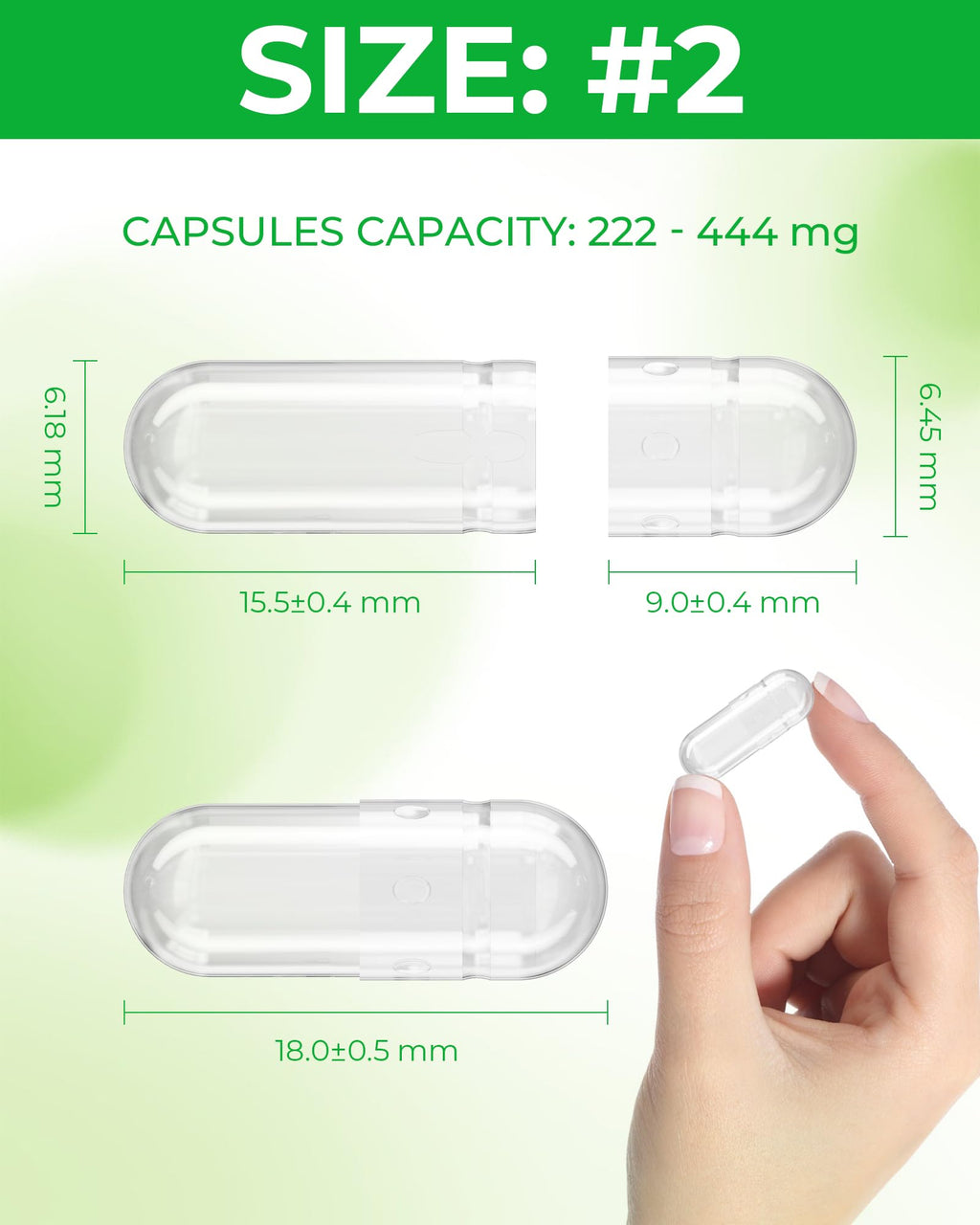 Angtai JN Vegan Empty Pill Capsules Size 2 Plant Based Clear (100 Count) Gluten Free, Non-GMO, Halal Certified Caps Filling Kit with 2 Spoons for Vegetarian DIY Your Own Supplements - TrustMedUSA