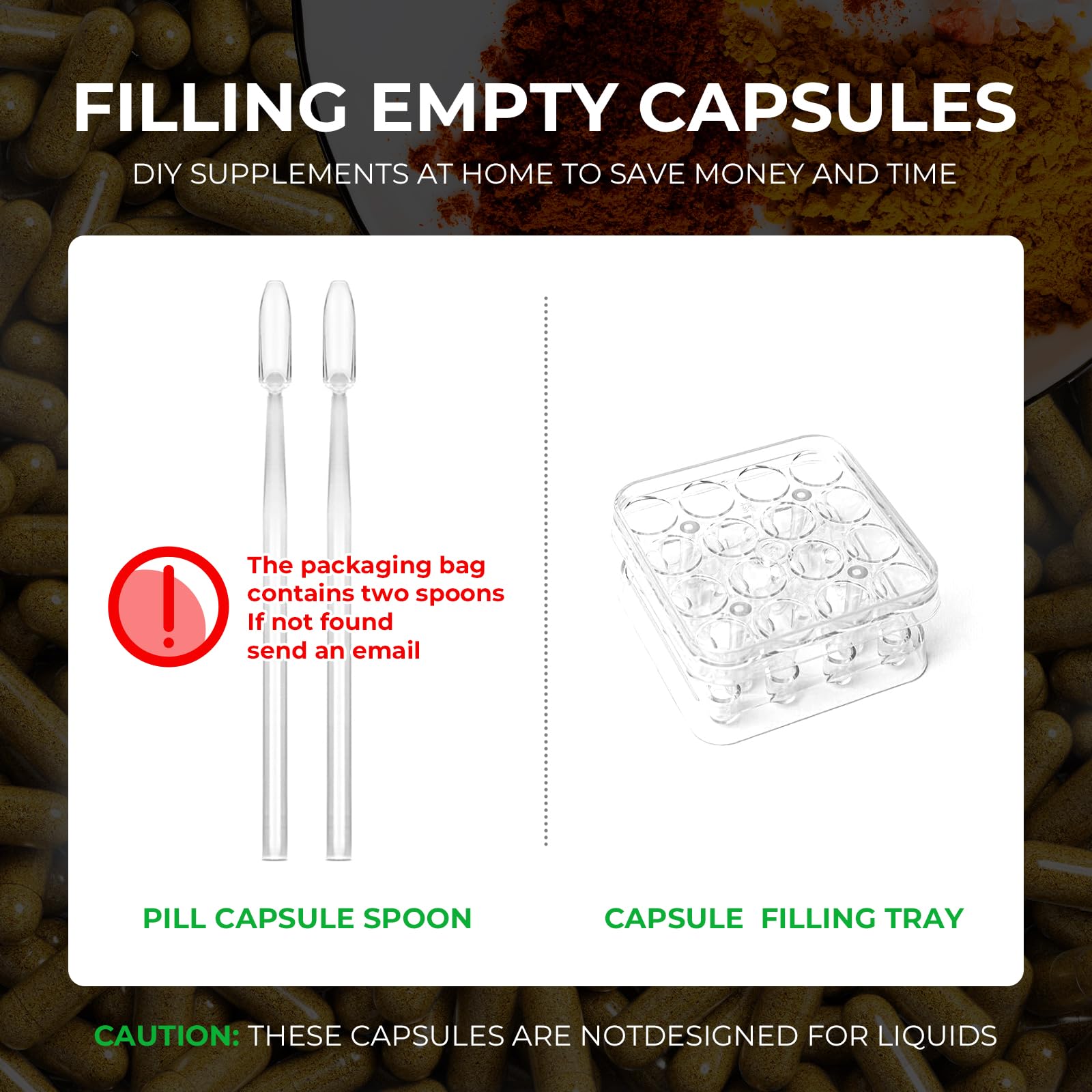 Angtai JN Vegan Empty Pill Capsules Size 2 Plant Based Clear (100 Count) Gluten Free, Non-GMO, Halal Certified Caps Filling Kit with 2 Spoons for Vegetarian DIY Your Own Supplements - TrustMedUSA