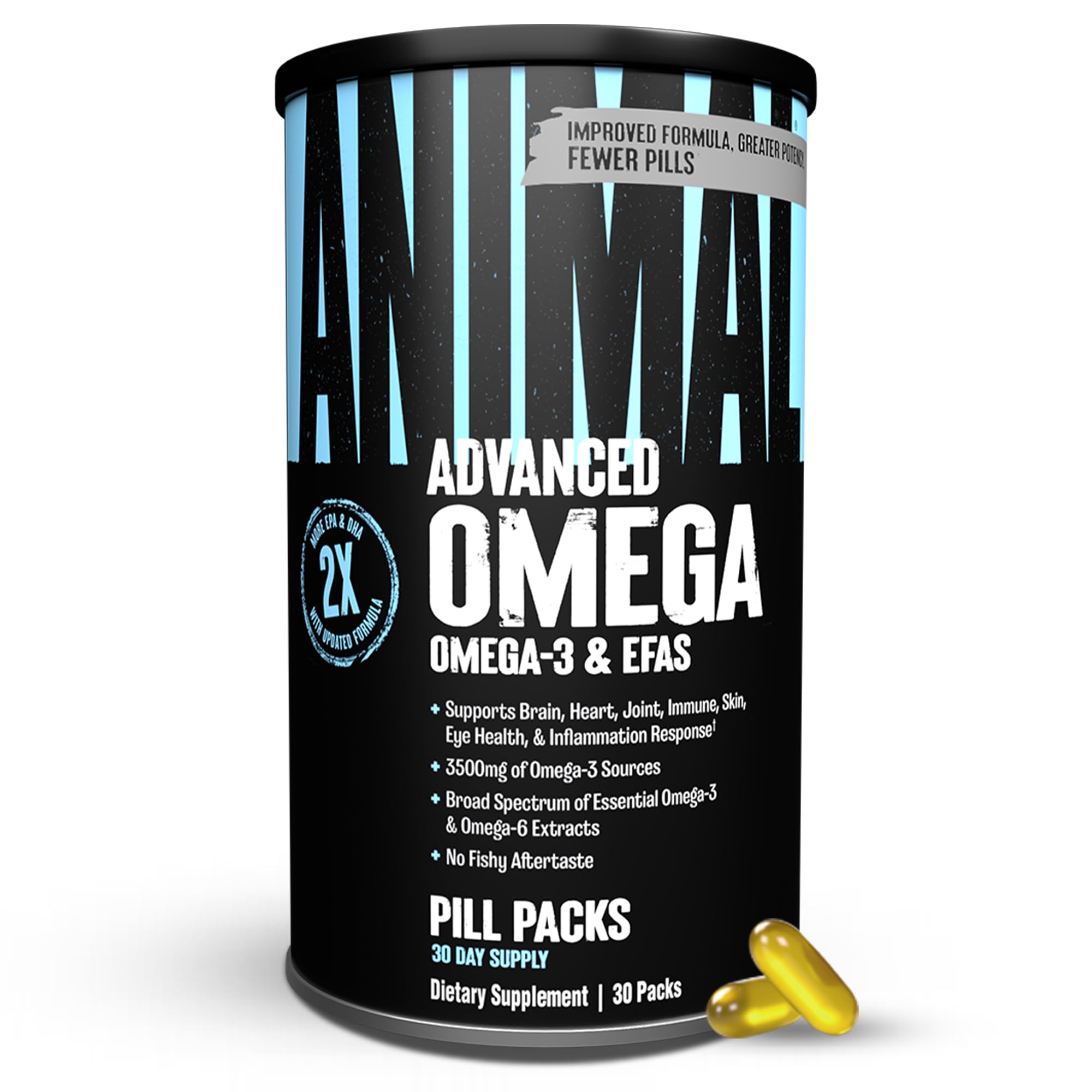 Animal Advanced Omega 3 Fatty Acids - 3500mg EPA DHA Fish Oil Omega 3 Supplement for Women & Men High Potency Blend with CLA GLA ALA for Brain Skin Eye Immune Joint Health 30 Pill Packs - Maple Wellness Supplements