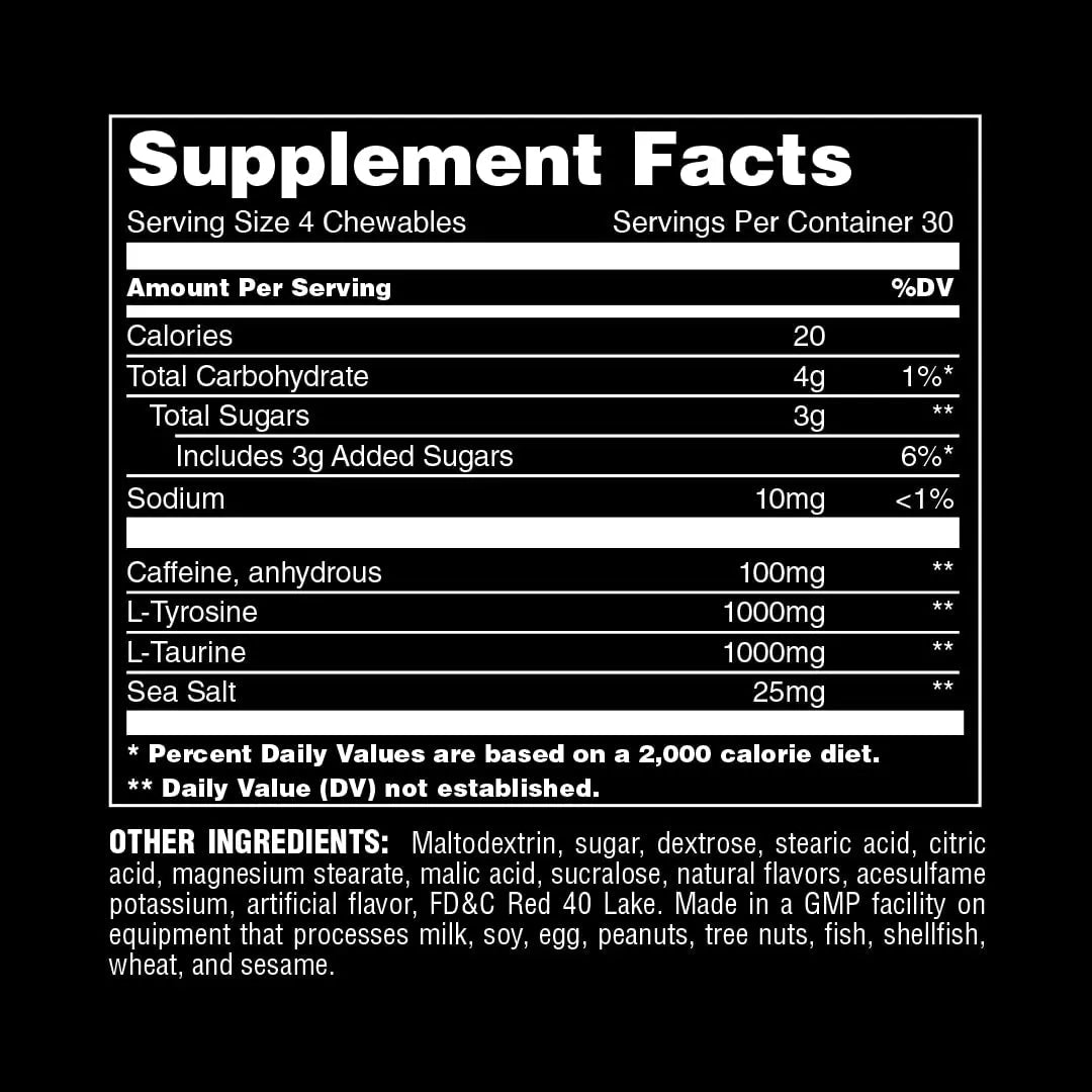 Animal Energy Chews, Fast Acting Energy with Caffeine, Nootropics and Sea Salt - TrustMedUSA